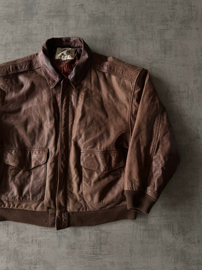 (M) Vintage G-III Brown Leather Bomber Jacket