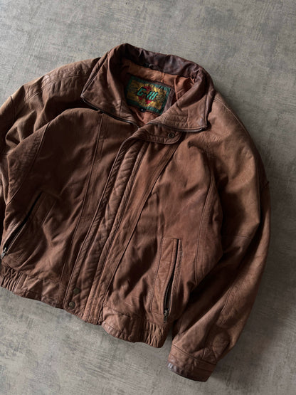 (S) Vintage G-III Brown Leather Bomber Jacket