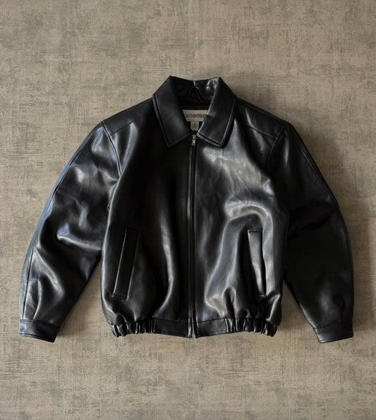 (M) Canion River Type Leather Bomber Jacket