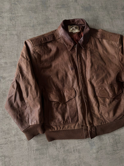 (M) Vintage G-III Brown Leather Bomber Jacket