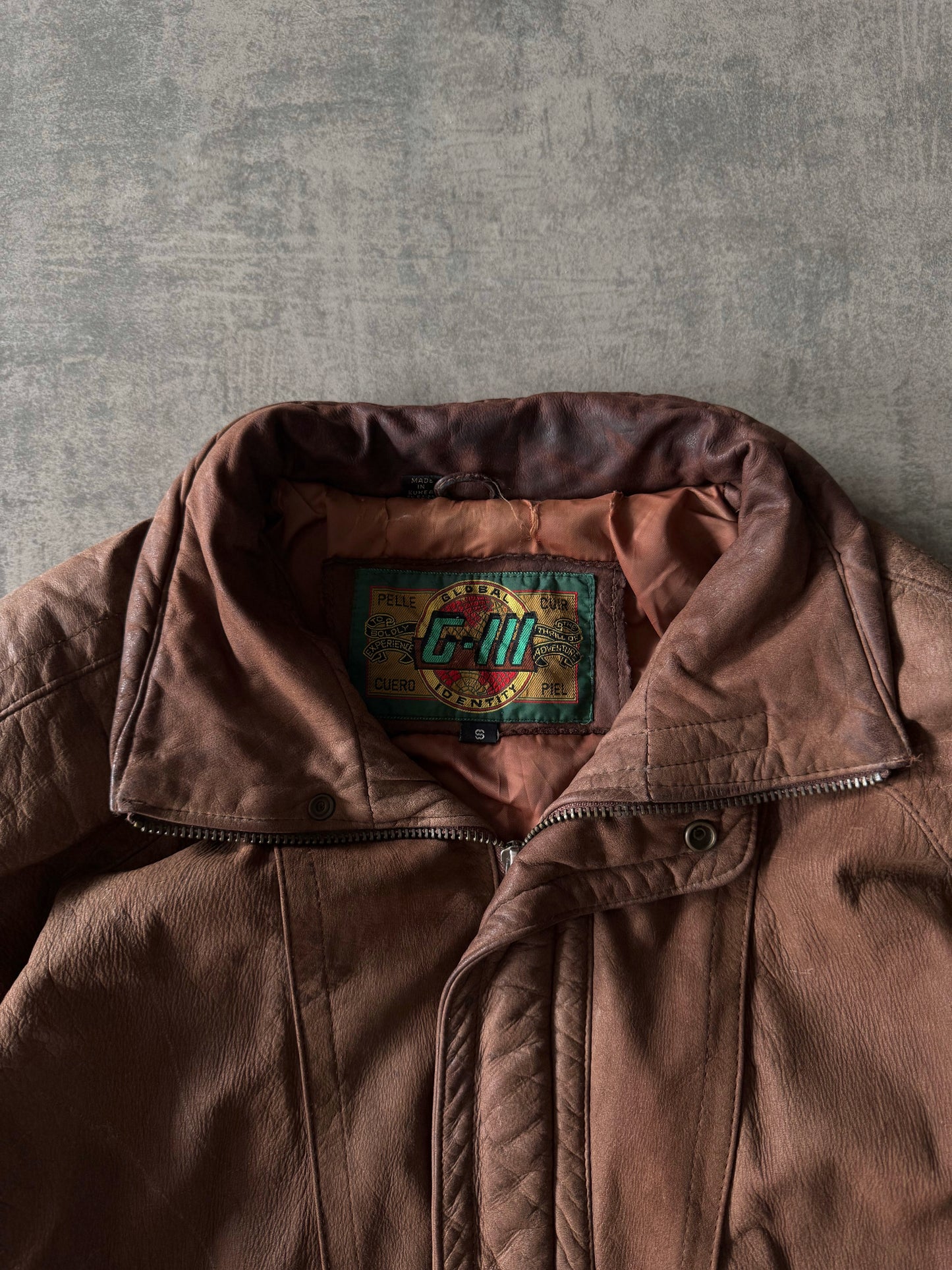 (S) Vintage G-III Brown Leather Bomber Jacket