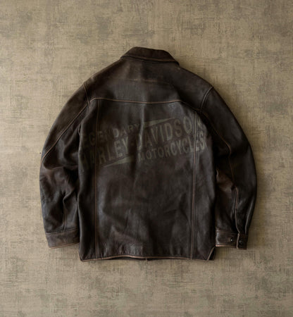 (Fit M) 1990’s Vintage Harley Davidson Faded Leather Jacket