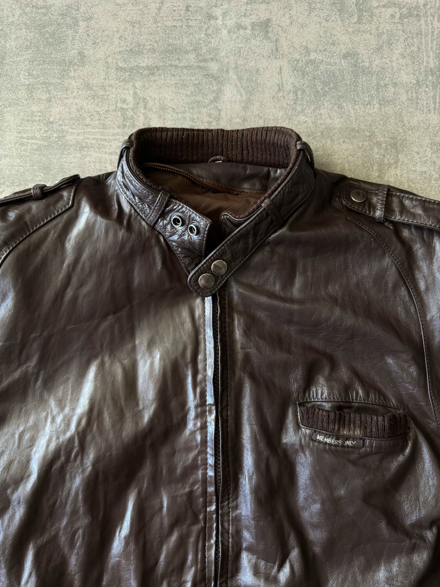 (M) Members Only Leather Jacket