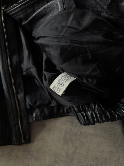 (M) Italy Black Leather Jacket