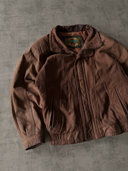 (S) Vintage G-III Brown Leather Bomber Jacket