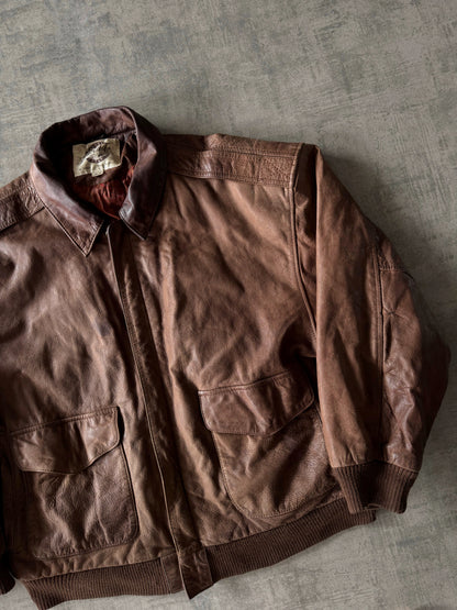 (M) Vintage G-III Brown Leather Bomber Jacket