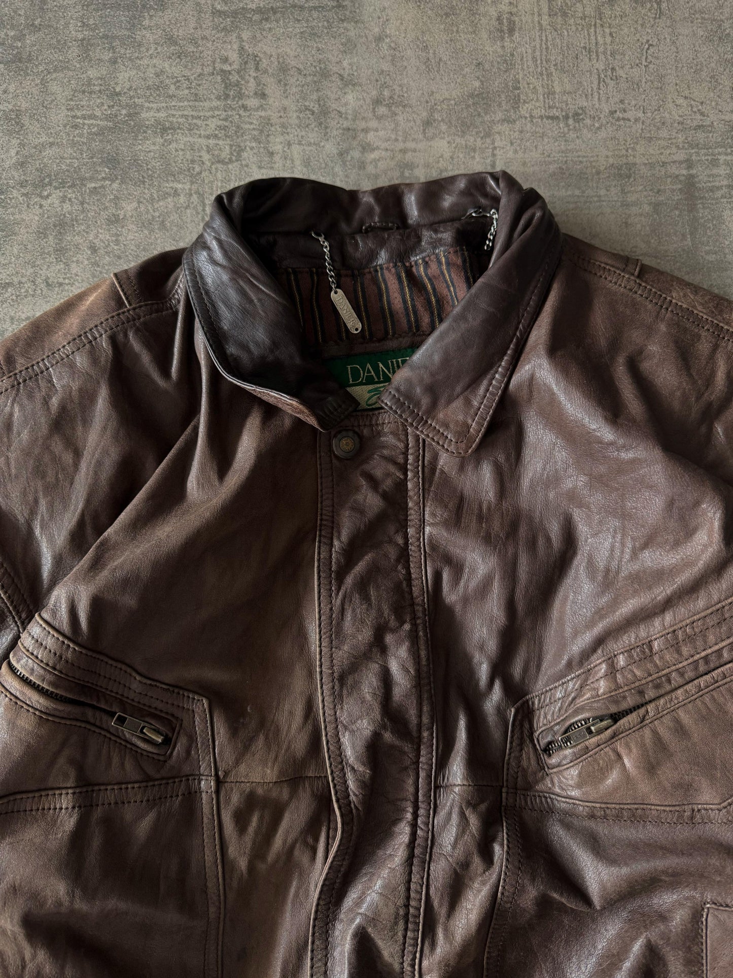 Danier Brown Bomber Leather Jacket