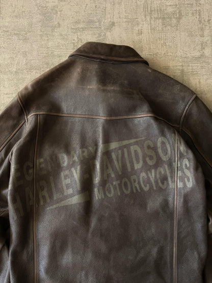 (Fit M) 1990’s Vintage Harley Davidson Faded Leather Jacket